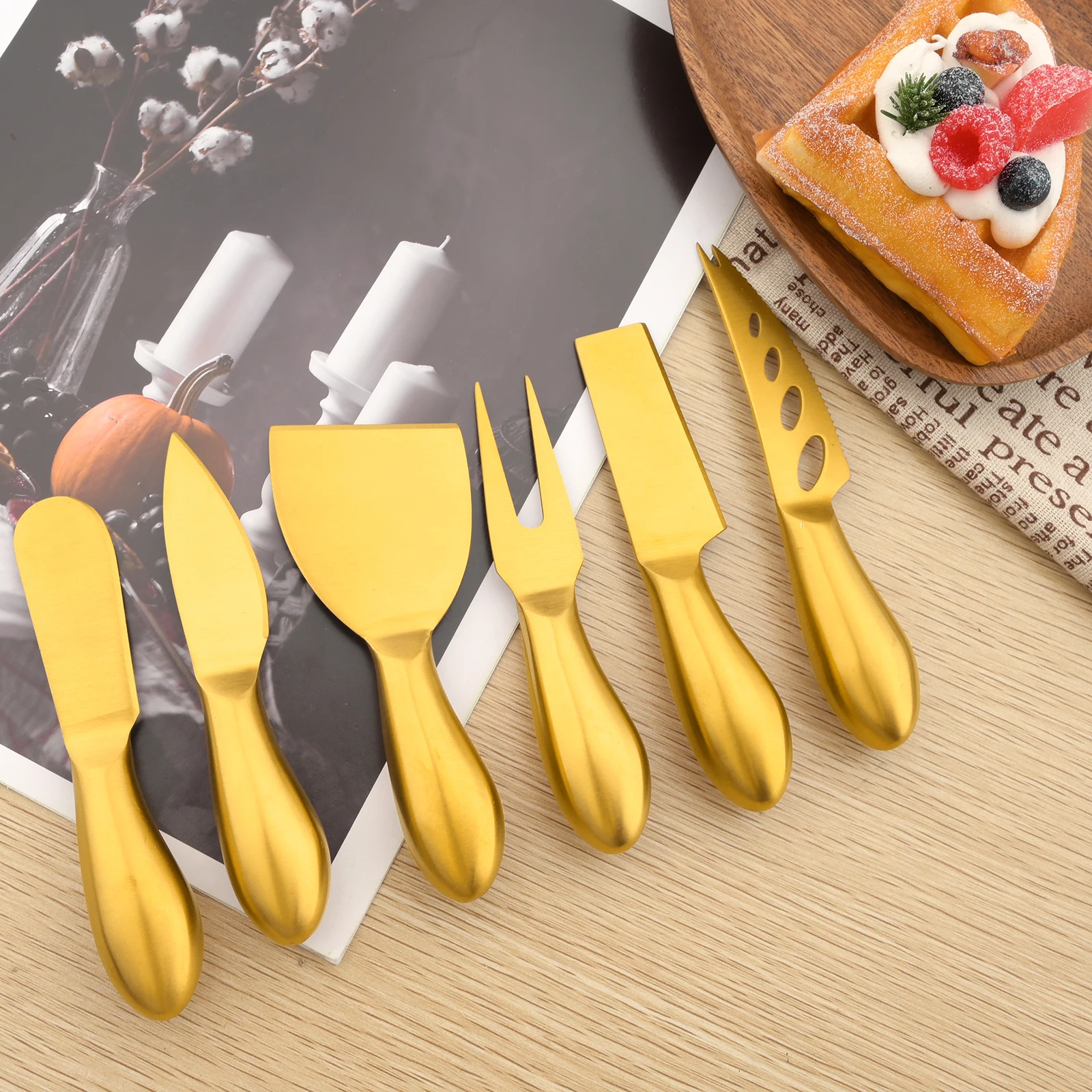 Baking Tools Matte 1Pcs Gold Retro Style Cheese Knife Multi Functional Purpose Stainless Steel Cheese Cutlery Kitchen Gadgets 
Baking Tools Matte 1Pcs Gold Retro Style Cheese Knife Multi Functional Purpose Stainless Steel Cheese Cutlery Kitchen Gadgets