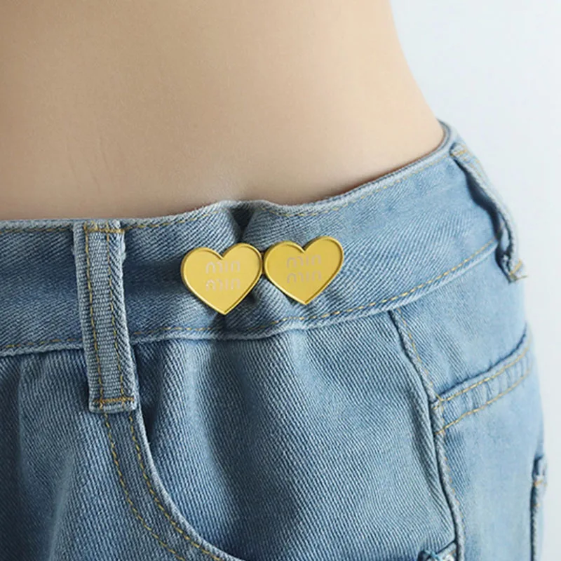 

Многоразовые металлические пуговицы в форме сердца, застежка для брюк, выдвижная пуговица, пряжки без гвоздей для джинсов, идеальная посадка, уменьшение талии