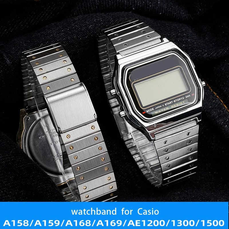 

Fine steel watchband for CASIO steel wristband A158 / A159 / A168 /A169 /B650 /AQ230/ 700 small gold watch series 18mm Wristband