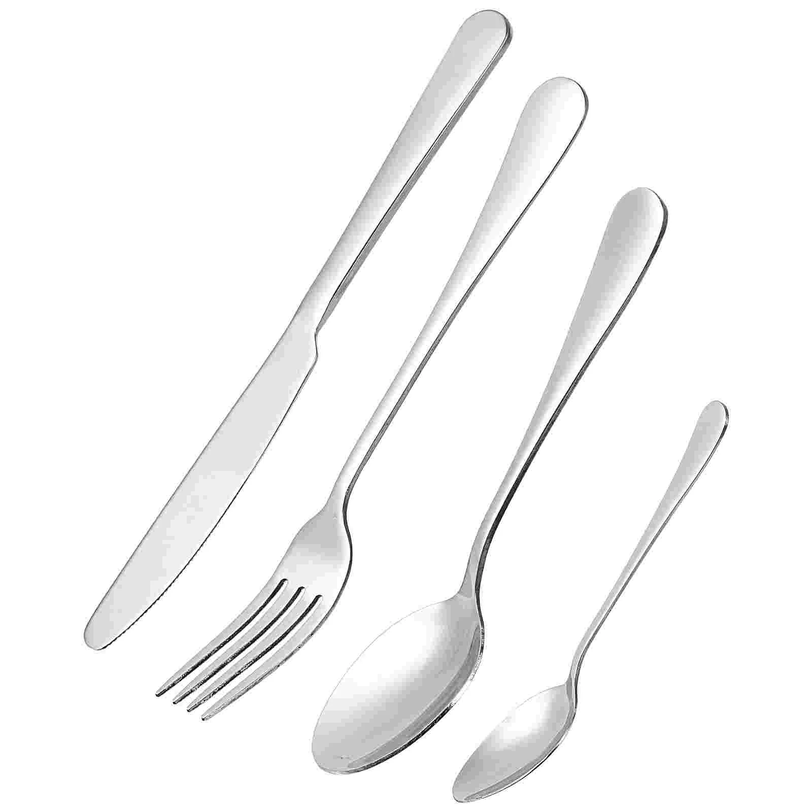 

Set Flatware Stainless Steel Tableware Silver Cutlery Silverware Steak Spoons Forks Dinnerware Utensil Banquet Utensils Buffet