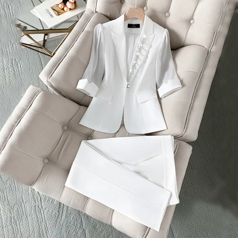 High Quality Women's Blazer Suits 2022 Summer Temperament Professional Office Ladies Jacket High Waist Slim Cropped Pants
High Quality Women's Blazer Suits 2022 Summer Temperament Professional Office Ladies Jacket High Waist Slim Cropped Pants