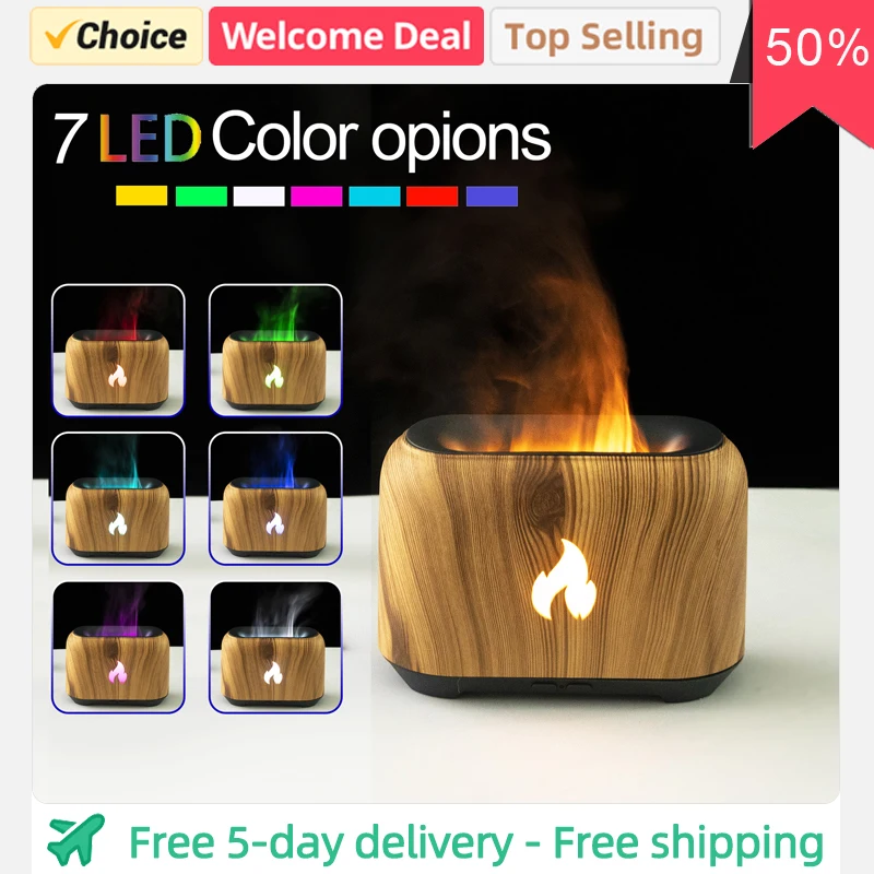 

New 150ML USB Aroma Diffuser Air Humidifier Home Ultrasonic Cool Mist Maker Fogger Led Essential Oil 3D Flame Lamp Humidifiers