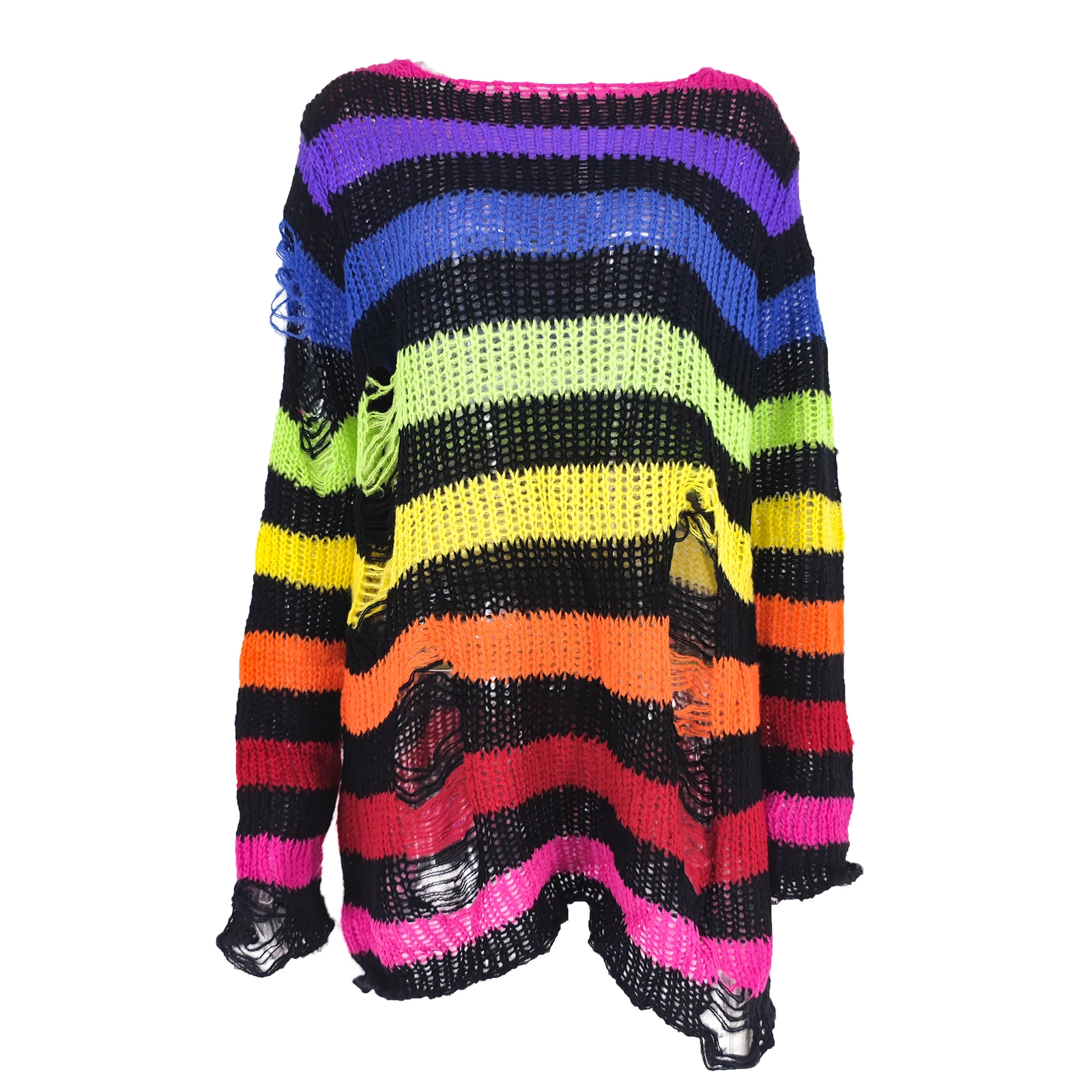 New Punk Gothic Long Unisex Sweater Summer Women Striped Cool Hollow Out Hole Broken Jumper Loose Rock Thin Dark Streetwear Top
New Punk Gothic Long Unisex Sweater Summer Women Striped Cool Hollow Out Hole Broken Jumper Loose Rock Thin Dark Streetwear Top