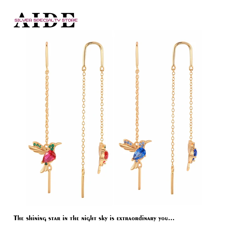AIDE S925 Sterling Silver Glossy Diamonds Dangle Bird Earrings Rose Gold Pink Blue Zircon Chains Earring For Women Fine Jewelry
AIDE S925 Sterling Silver Glossy Diamonds Dangle Bird Earrings Rose Gold Pink Blue Zircon Chains Earring For Women Fine Jewelry