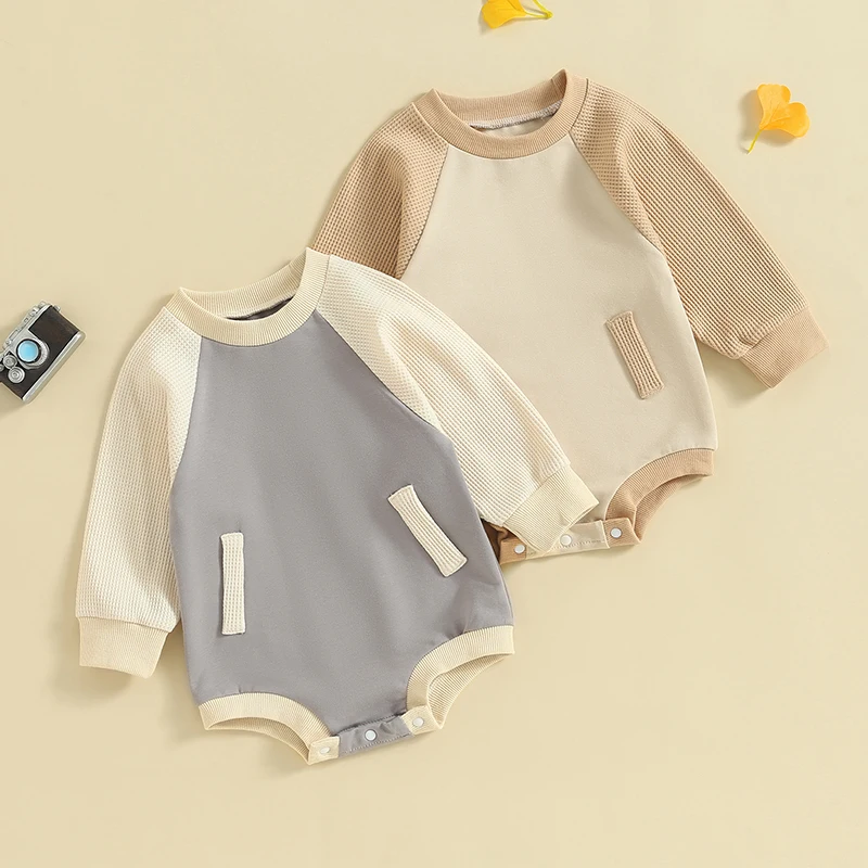 Детский комбинезон с вафельным принтом, с круглым вырезом 
Детский комбинезон с вафельным принтом, с круглым вырезом