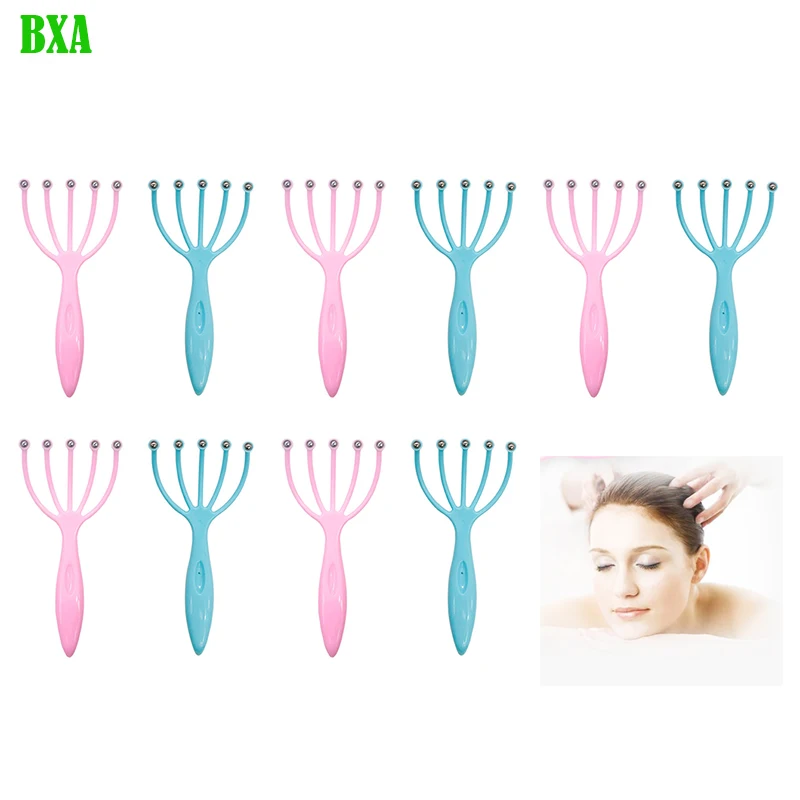 

10pcs Handheld Head Scalp Massager Neck Ball Comb Roller 5-Finger Claws Steel Relax SPA Hair Care for Hair Growth Head Relief