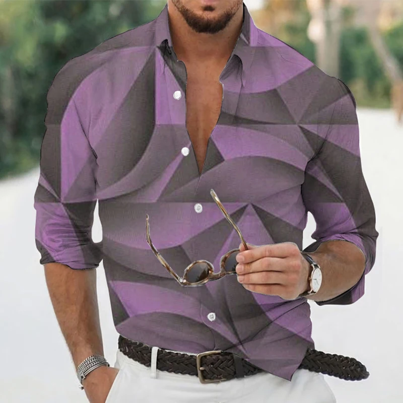 Men's Polyester Long Sleeve Shirt Geometry Print Casual Male Top Turn-down Collar Buttoned Shirts Clothes Blouse Clothing Men
Men's Polyester Long Sleeve Shirt Geometry Print Casual Male Top Turn-down Collar Buttoned Shirts Clothes Blouse Clothing Men