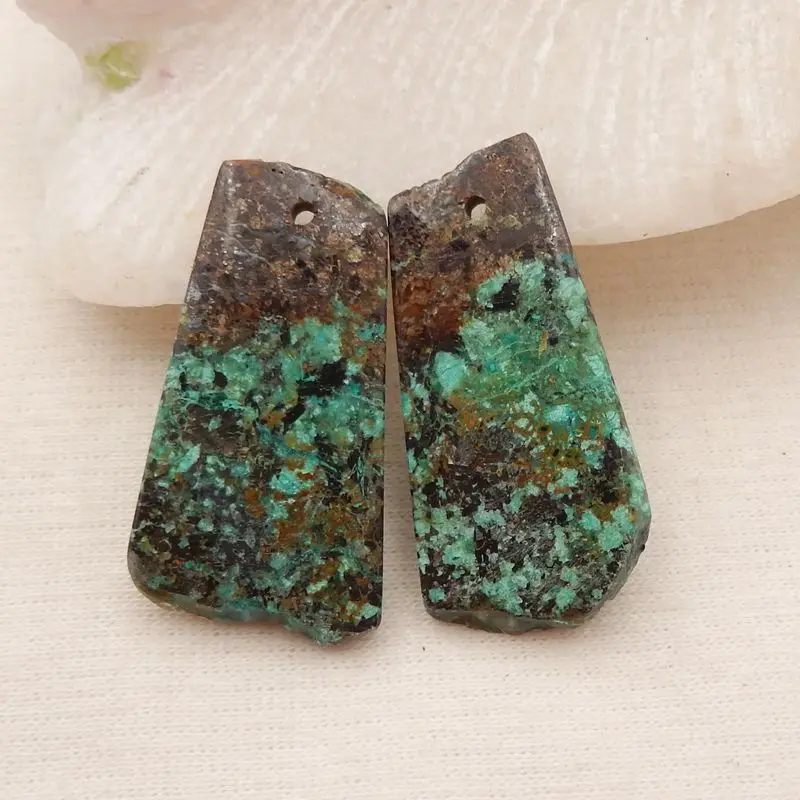 

Semiprecious DIY Jewelry Natural Stone African Turquoise Nugget Earring Bead,Handmade Fashion Gemstone Accessories 31x17x4mm 8g