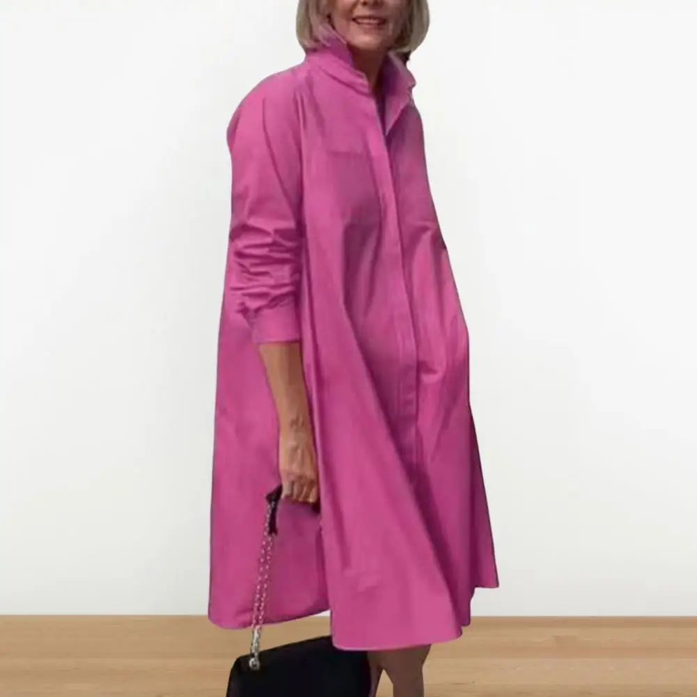 Stylish Lady Summer Dress Long Sleeves Knee Length Cardigan Summer Midi Dress Loose Women Shirt Dress Women Clothing 
Stylish Lady Summer Dress Long Sleeves Knee Length Cardigan Summer Midi Dress Loose Women Shirt Dress Women Clothing