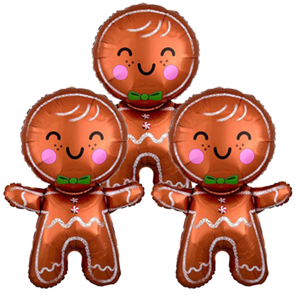 

6 Pcs Gingerbread Man Christmas Foil Balloons Pink Cheek Man Xmas Decoration Kids Balloon New Year Eve Party Supplier