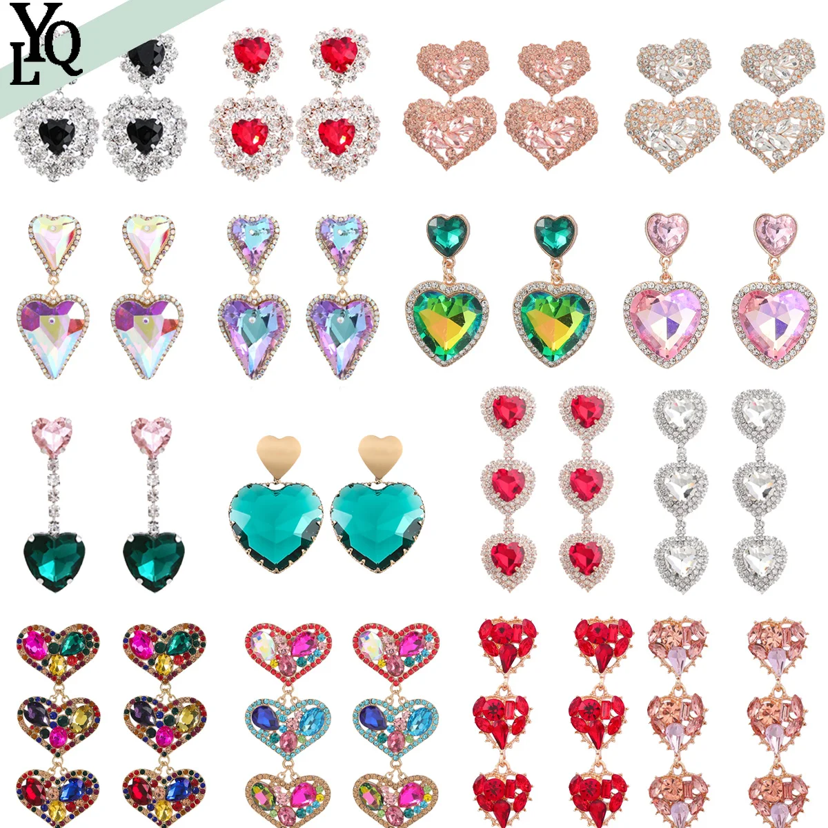 New Fashion Women's Color Matching Large Diamond Heart Earrings Women's Jewelry Temperament Accessories
New Fashion Women's Color Matching Large Diamond Heart Earrings Women's Jewelry Temperament Accessories