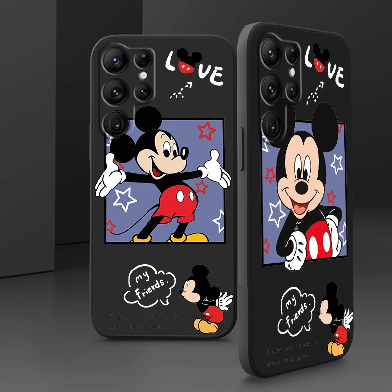 

Love Luxury Mickey Minnie Phone Case For Samsung Galaxy S22 S21 S20 FE S10 Note 20 Plus Lite Ultra 5G Armour Liquid Rope Cover