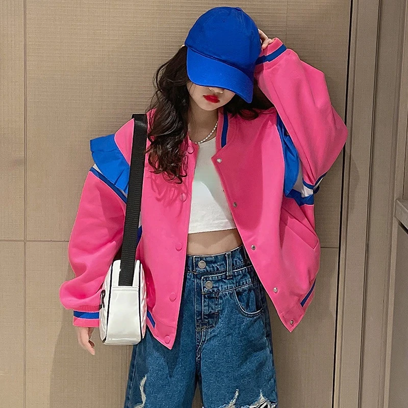 Spring New Teenager Girls Jacket Coats Casual Kids Pink Outerwear 12 14 Years Children Clothes School Girl Baseball Uniform Tops
Spring New Teenager Girls Jacket Coats Casual Kids Pink Outerwear 12 14 Years Children Clothes School Girl Baseball Uniform Tops