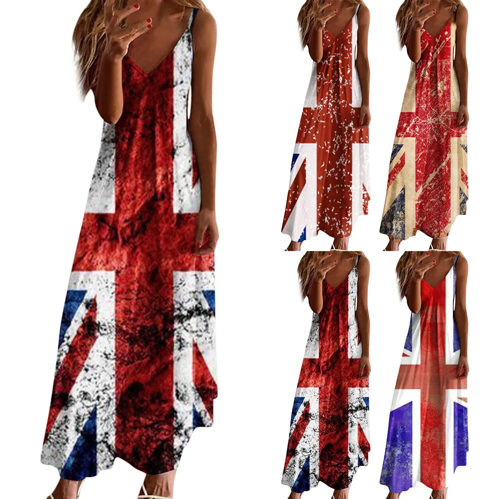 Women Trendy Loose Long Dress Tunic Sundresses Independence Day Women Fashion Sling Mid Waist V Neck Sleeveless Sleeve Dress
Women Trendy Loose Long Dress Tunic Sundresses Independence Day Women Fashion Sling Mid Waist V Neck Sleeveless Sleeve Dress