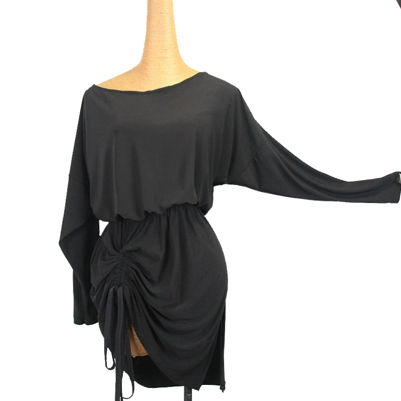 New Latin Dance Dress Women Bat Sleeves Loose Practice Wear Black Drawstring Dress Rumba Salsa Dance Performance Dress DNV17209
New Latin Dance Dress Women Bat Sleeves Loose Practice Wear Black Drawstring Dress Rumba Salsa Dance Performance Dress DNV17209