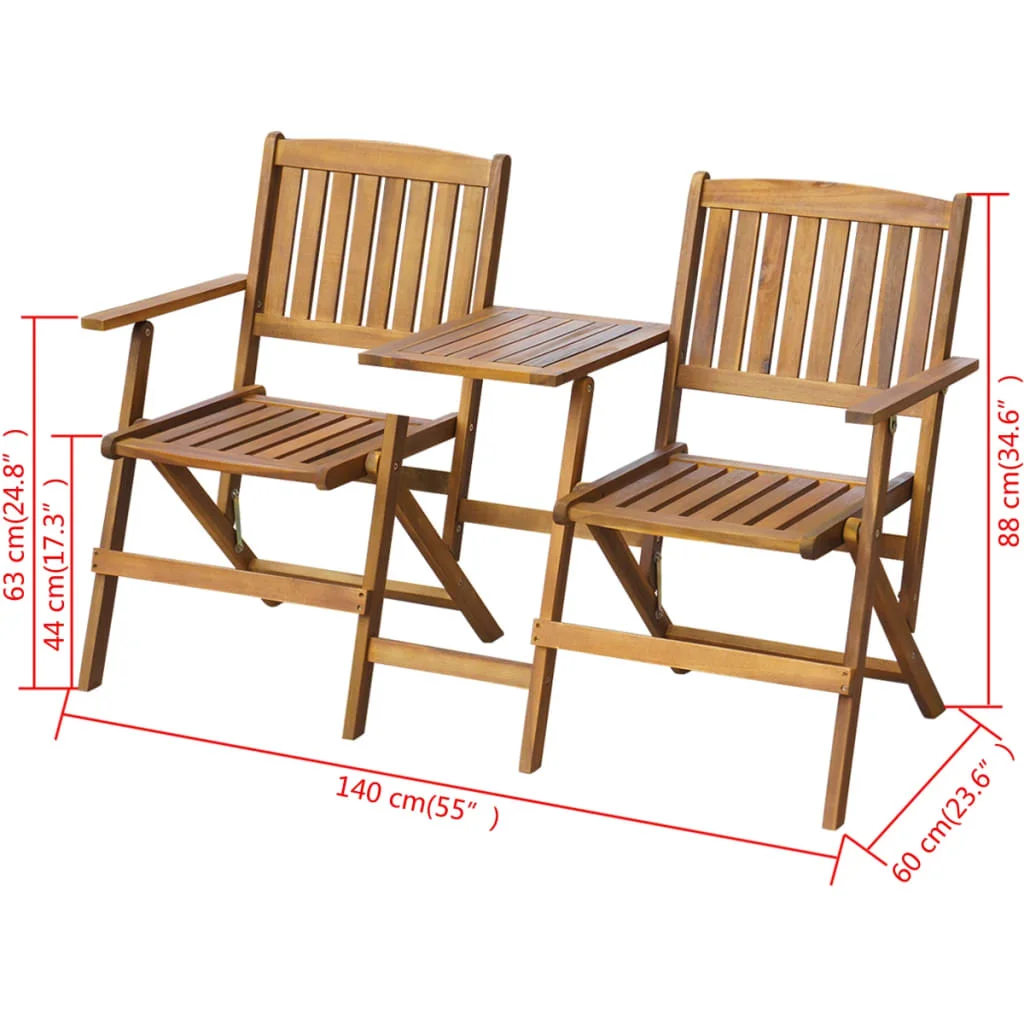 Patio Outdoor Folding Bench Deck Outside Garden Furniture Balcony Lounge Home Decor with Tea Table 55.1" Solid Acacia Wood
Patio Outdoor Folding Bench Deck Outside Garden Furniture Balcony Lounge Home Decor with Tea Table 55.1" Solid Acacia Wood