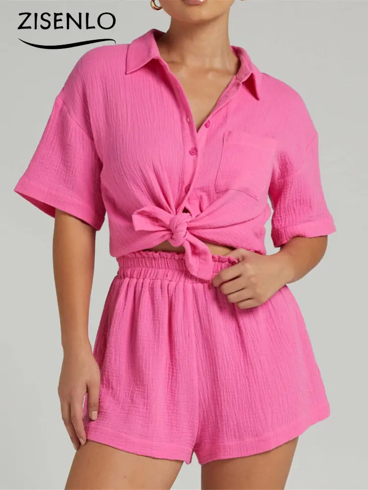 Short Sets Spring Summer Lose Short-sleeved Single-breasted Solid Color Shirt & Casual Shorts 2 Piece Set for Women Pant Sets
Short Sets Spring Summer Lose Short-sleeved Single-breasted Solid Color Shirt & Casual Shorts 2 Piece Set for Women Pant Sets