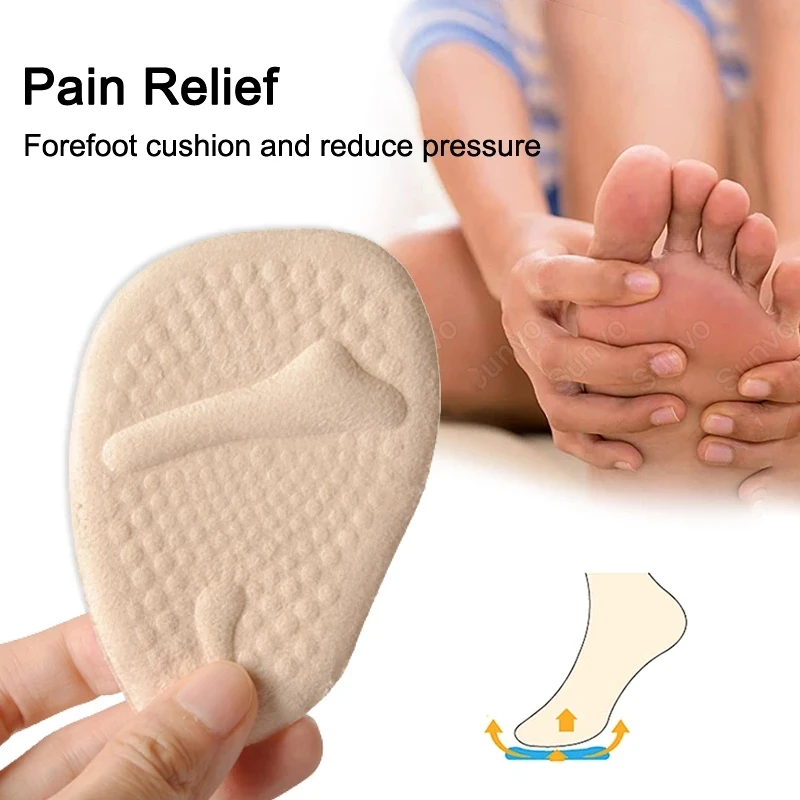 

10pieces=5pairs Silicone Gel Insoles Feet Care Protector High Heels Forefoot Insert Pain Relief Half Size Shoe Pads Anti-Slip