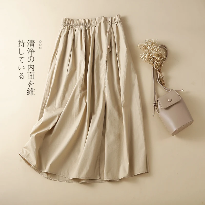 Limiguyue Cotton Linen Skirts Casual Summer Loose Women Midi High Elastic Waist A-line Skirt Pockets Buttons Vintage Skirts J450
Limiguyue Cotton Linen Skirts Casual Summer Loose Women Midi High Elastic Waist A-line Skirt Pockets Buttons Vintage Skirts J450