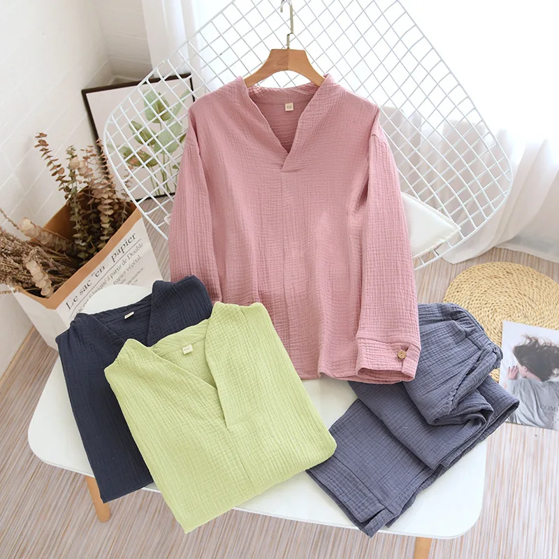 For Cotton Service Spring And Long-sleeved Crepe Trousers Men Two-piece Autumn Women 100% Couple Japanese Pajamas And Home Suit
For Cotton Service Spring And Long-sleeved Crepe Trousers Men Two-piece Autumn Women 100% Couple Japanese Pajamas And Home Suit