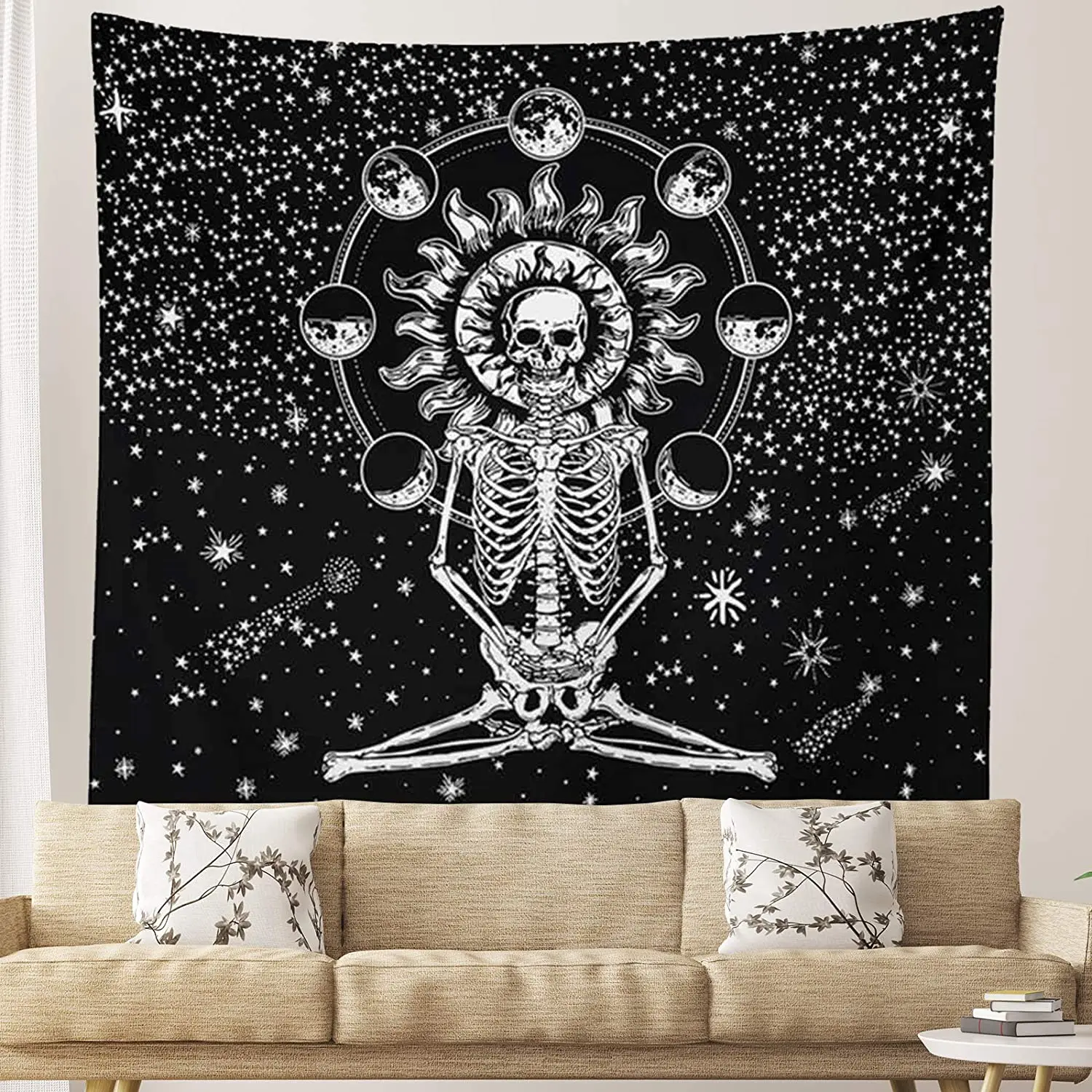 Skull Tapestry Human Skeleton Tapestry Meditation Skeleton Tapestry Black and White Stars Tapestry for Bedroom Living Room
Skull Tapestry Human Skeleton Tapestry Meditation Skeleton Tapestry Black and White Stars Tapestry for Bedroom Living Room