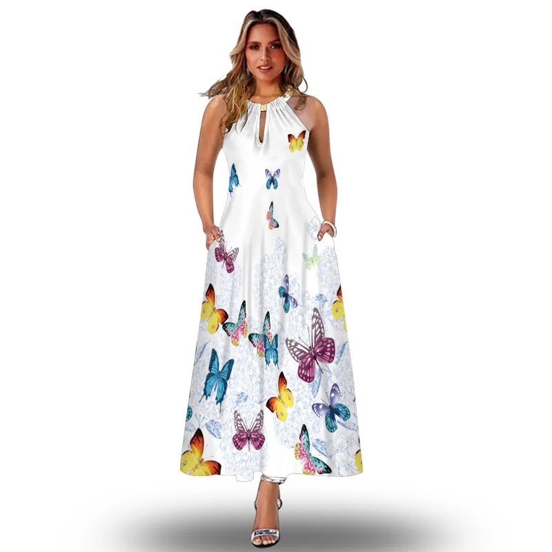 Summer Maxi Dress Women Vintage Elegant Halter Sleeveless Butterfly Printing Vestidos Party Loose Casual Holiday Beach Dresses
Summer Maxi Dress Women Vintage Elegant Halter Sleeveless Butterfly Printing Vestidos Party Loose Casual Holiday Beach Dresses