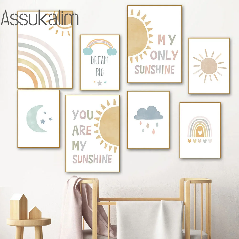 Rainbow Wall Art Canvas Painting Nursery Wall Art Inspirational Quotes Art Print Moon Sun Wall Posters Baby Kids Room Decor
Rainbow Wall Art Canvas Painting Nursery Wall Art Inspirational Quotes Art Print Moon Sun Wall Posters Baby Kids Room Decor
