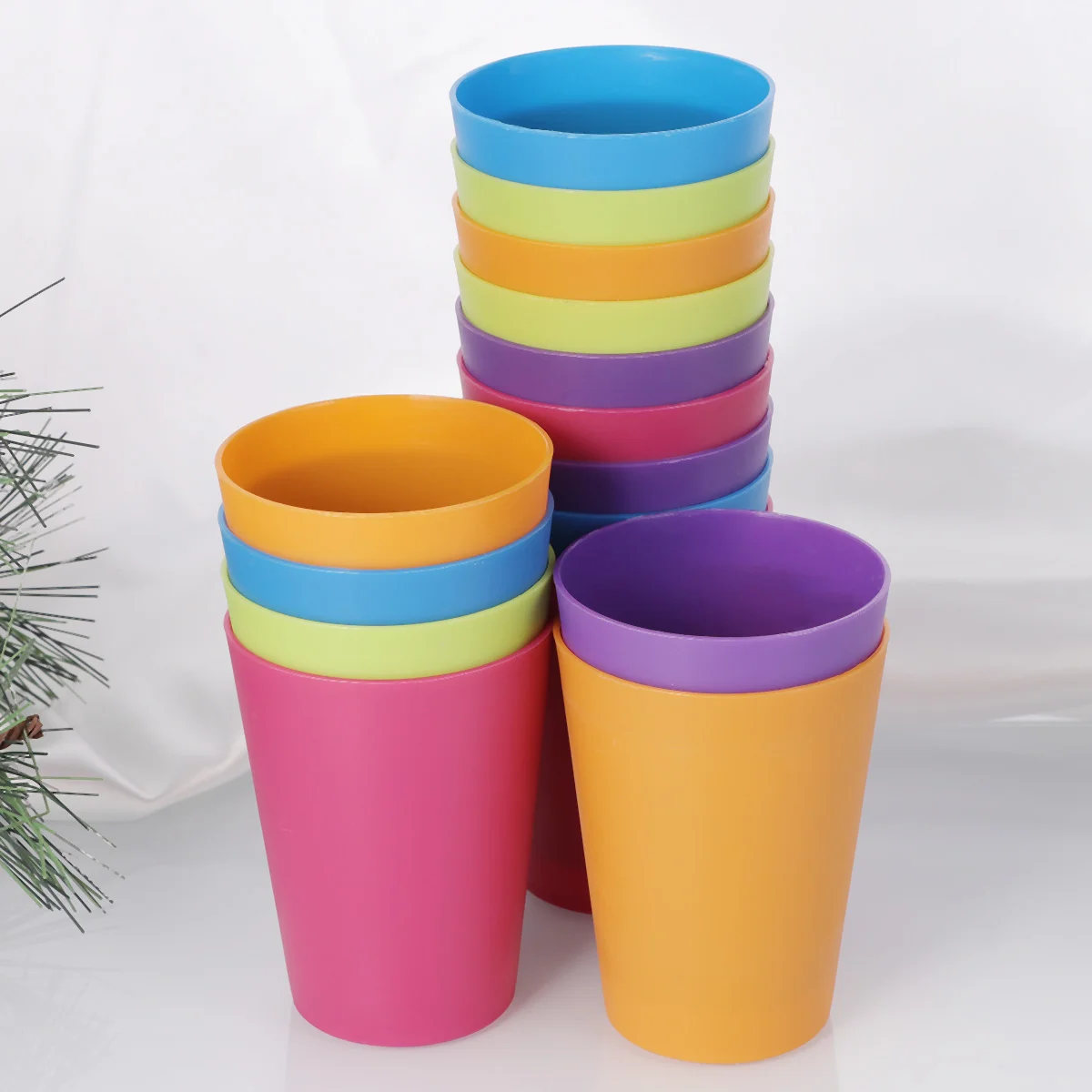 

15pcs Colorful Plastic Cups Home Beverage Drinking Cup Reusable Holiday Party Tableware and Party Supplies 101-200ml (Mixed