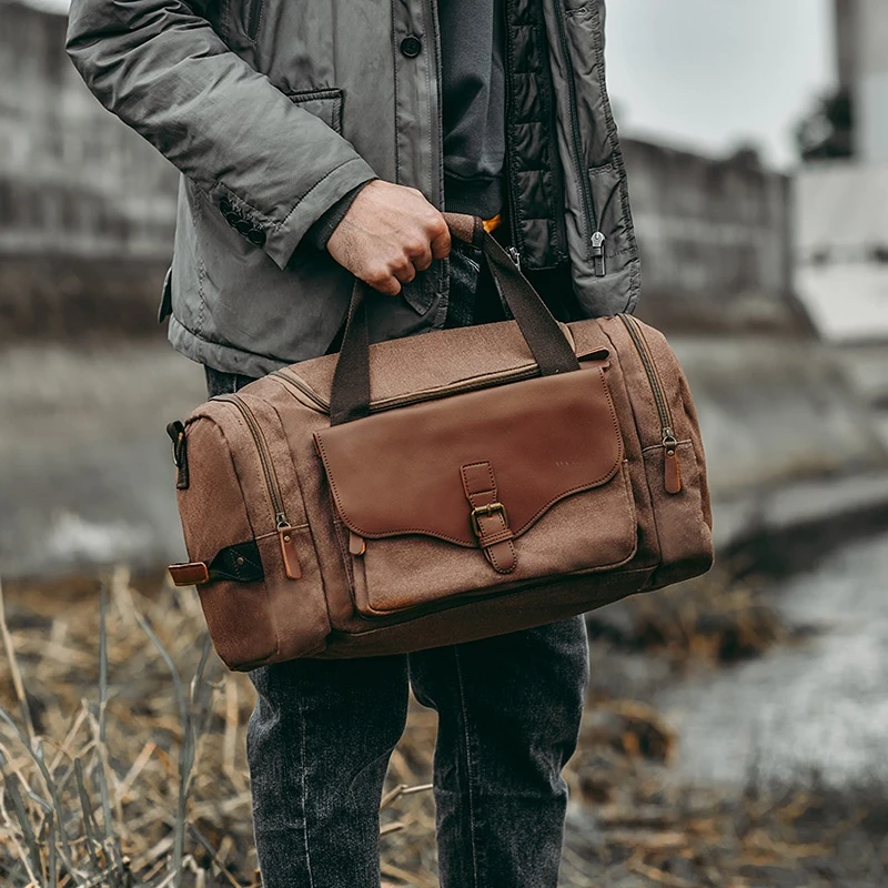 Fashion Men Large Capacity Canvas Multifunction Leather Bags Carry on Luggage Bag Tote Utility Travel Weekender Bag
Fashion Men Large Capacity Canvas Multifunction Leather Bags Carry on Luggage Bag Tote Utility Travel Weekender Bag