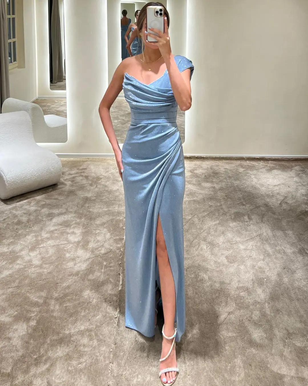 2023 Saudi Arabi Prom Dresses One Shoulder Midi Evening Gowns Ankle Length Pleats Women Formal Party Dress
2023 Saudi Arabi Prom Dresses One Shoulder Midi Evening Gowns Ankle Length Pleats Women Formal Party Dress
