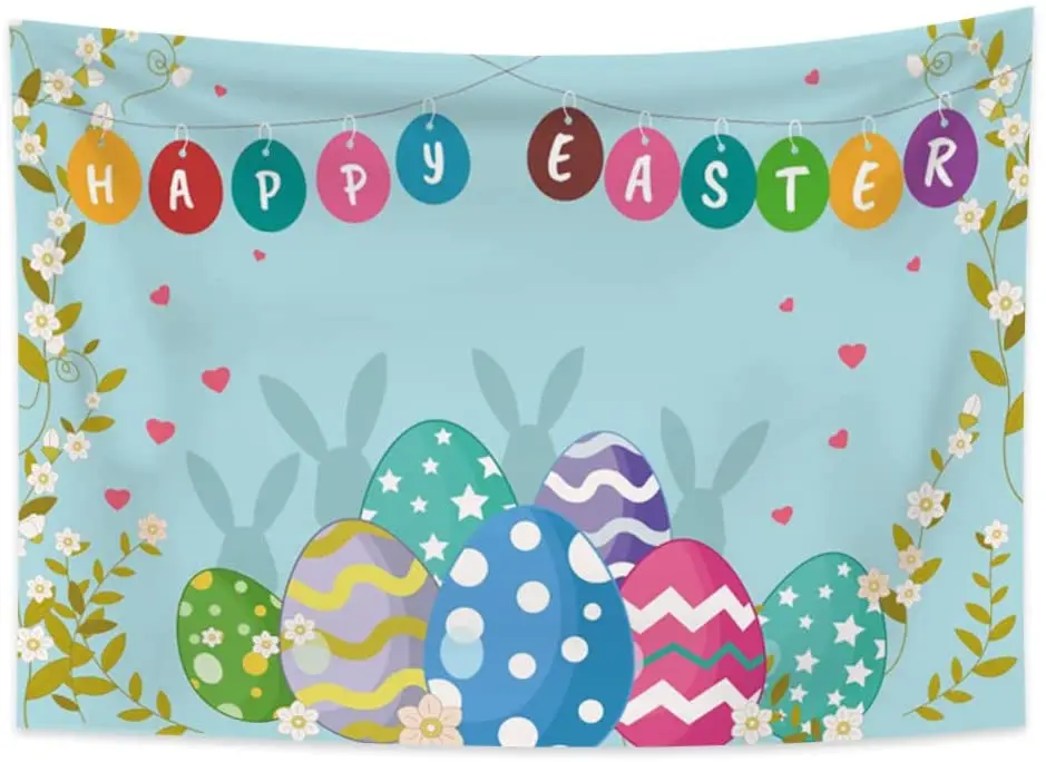 Cartoon Easter Tapestry Wall Hanging Colorful Easter Eggs with Flowers Wall Tapestry Cute Easter Bunny Tapestry
Cartoon Easter Tapestry Wall Hanging Colorful Easter Eggs with Flowers Wall Tapestry Cute Easter Bunny Tapestry