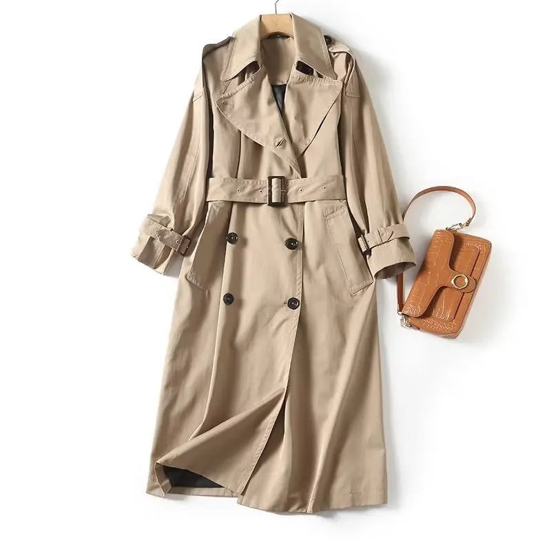 Women's 2023 Fashion Belt Double-breasted Long Trench Coat Retro Classic Long-sleeved Women's Coat Fashion Chic Coat 
Women's 2023 Fashion Belt Double-breasted Long Trench Coat Retro Classic Long-sleeved Women's Coat Fashion Chic Coat