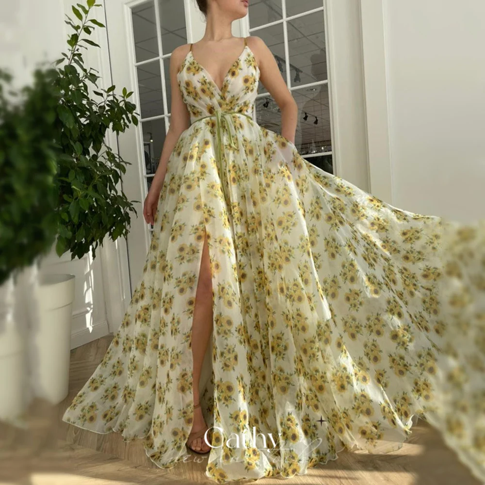 Cathy Sunflower Fairy Series Maxi Prom Dress Sweetie V-neck Evening Dresses Summer Comfy Tulle Party Dresses With Green Belt
Cathy Sunflower Fairy Series Maxi Prom Dress Sweetie V-neck Evening Dresses Summer Comfy Tulle Party Dresses With Green Belt