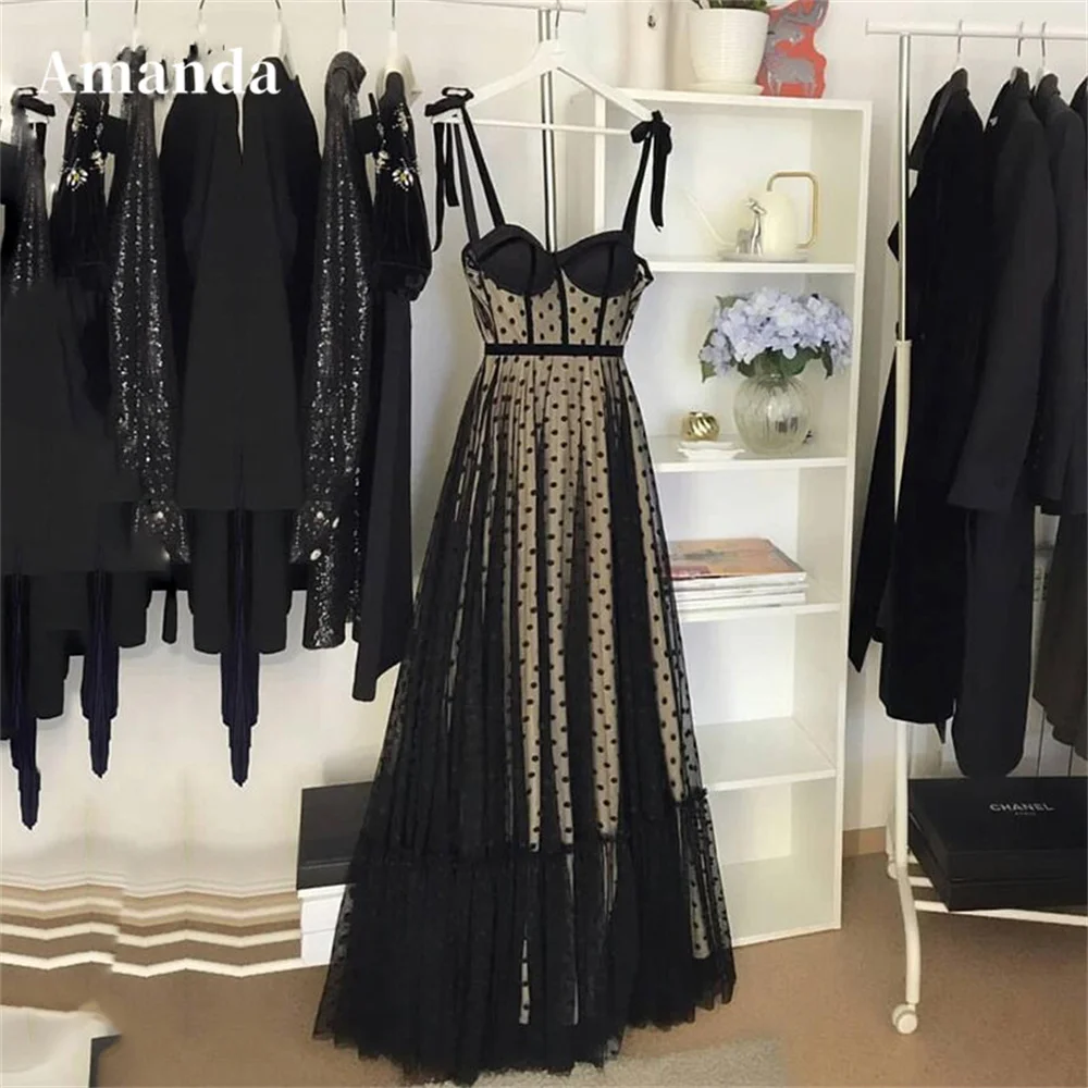 Amanda Sexy Knee Length Party Dress Polka Dots A-line Prom Dress Black Spaghetti Straps Evening Dresses فستان سهرة
Amanda Sexy Knee Length Party Dress Polka Dots A-line Prom Dress Black Spaghetti Straps Evening Dresses فستان سهرة