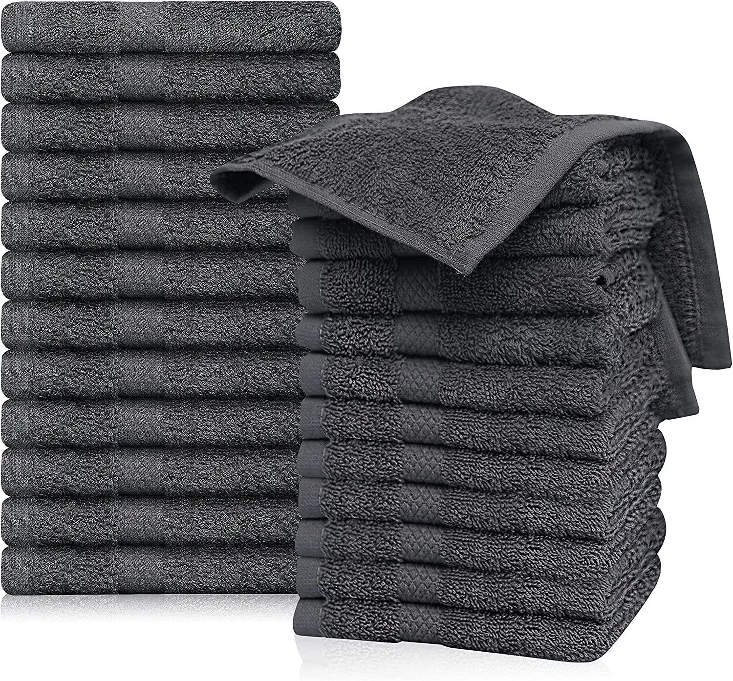 

Wealuxe Cotton Washcloths - Soft Absorbent Bathroom Face Towels - 12x12 Inch - White - 48 Pack