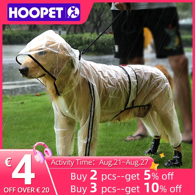 HOOPET Pet Raincoat Puppy Four Feet Hooded Transparent Waterproof Teddy Large Dog Rain Out Clothes for Animals
HOOPET Pet Raincoat Puppy Four Feet Hooded Transparent Waterproof Teddy Large Dog Rain Out Clothes for Animals