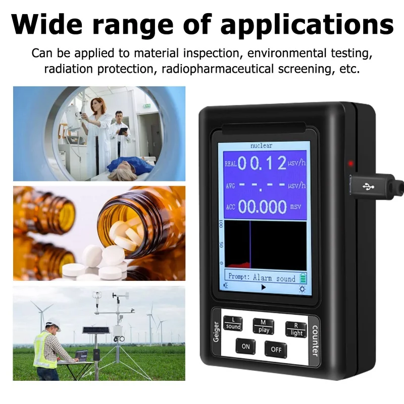 

BR-9B Portable Geiger Counter Nuclear Radiation Detector Personal Dosimeter Marble Tester X-Ray Radiation Dosimeter EMF Meter