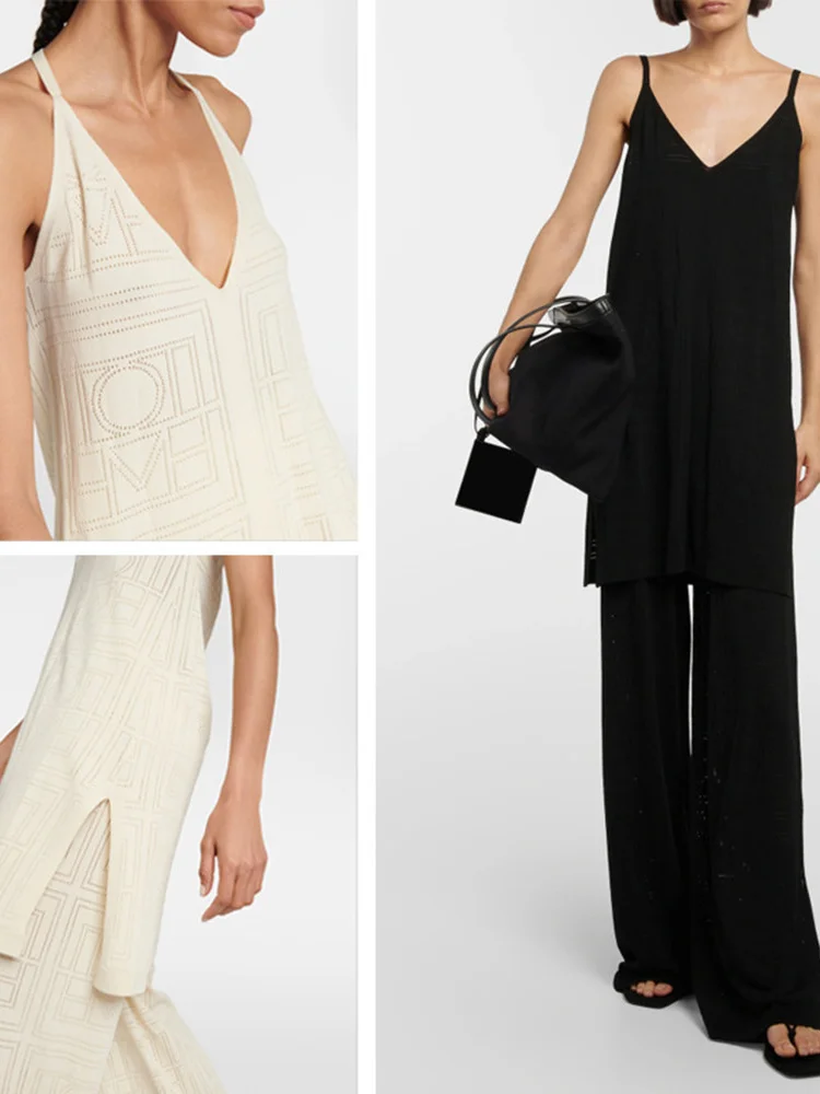 Women's Logo Hollow Out Knitted Vest 2023 Summer New All-Match Side Slit Female Solid Color V-Neck Sling Tank Tops
Women's Logo Hollow Out Knitted Vest 2023 Summer New All-Match Side Slit Female Solid Color V-Neck Sling Tank Tops