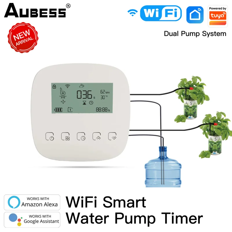 Smart Irrigatiesysteem Tuya Wifi Smart Watering Machine Dual Pomp Systeem Lcd-scherm Weer En Vochtigheid Monitoring Display
Smart Irrigatiesysteem Tuya Wifi Smart Watering Machine Dual Pomp Systeem Lcd-scherm Weer En Vochtigheid Monitoring Display