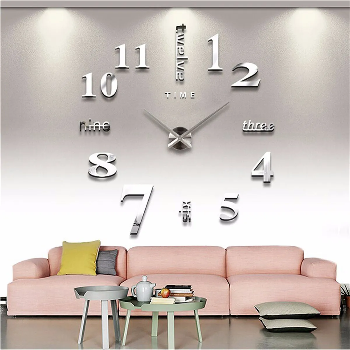 

Настенные 3d-часы «сделай сам», зеркальные креативные акриловые наклейки на стену, кварцевые украшения для гостиной с европейскими иглами, д...