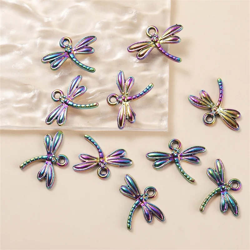 

Trendy 20Pcs/PACK 18*14MM Sweet Colorful Dragonfly Charms Enamel Pendant For Keychain Necklace DIY Jewelry Ornament Accessories