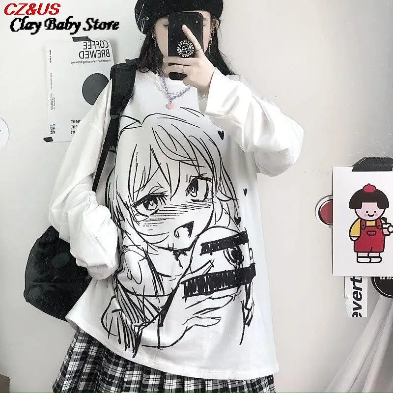 Футболка женская в стиле Харадзюку, уличная одежда в стиле панк с длинным рукавом и аниме принтом, свободная Милая мультяшная футболка в Кор...
Футболка женская в стиле Харадзюку, уличная одежда в стиле панк с длинным рукавом и аниме принтом, свободная Милая мультяшная футболка в Кор...