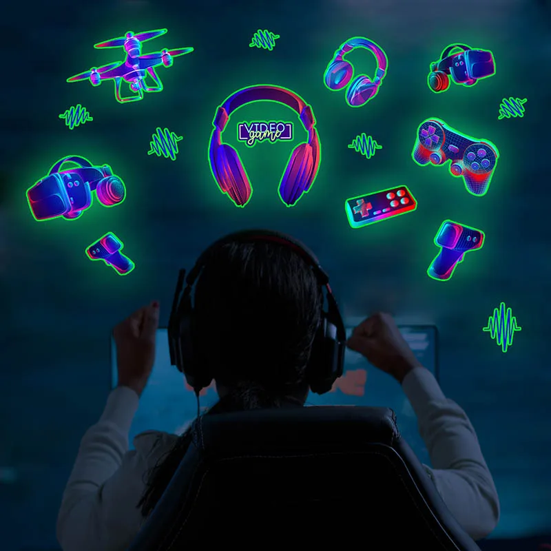 Dazzling Game Handle Headset Glow-in-the-dark Wall Stickers Self-adhesive Room Decoration
Dazzling Game Handle Headset Glow-in-the-dark Wall Stickers Self-adhesive Room Decoration