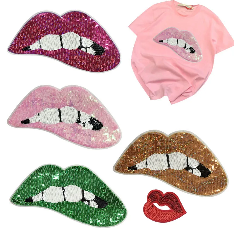 New Biker Patches for Clothing T Shirt Color Lips Sequined Sequins T-shirt Womens Fashion Tops Shirt Girl sew on Patch Clothes
New Biker Patches for Clothing T Shirt Color Lips Sequined Sequins T-shirt Womens Fashion Tops Shirt Girl sew on Patch Clothes