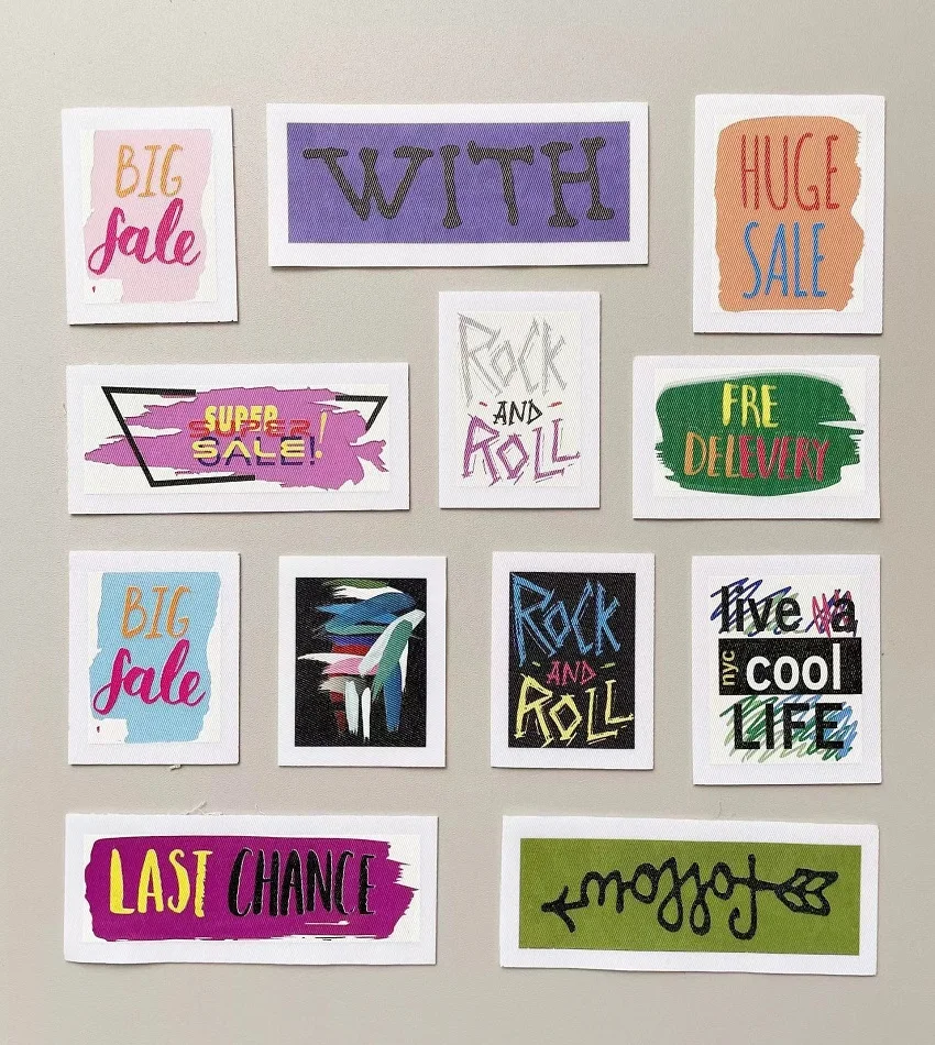 12pcs/Lots New Trendy Bag Accessories Cloth Label Socks Pants Offset Printed Fabric Combination Trademark Luggage Hat
12pcs/Lots New Trendy Bag Accessories Cloth Label Socks Pants Offset Printed Fabric Combination Trademark Luggage Hat