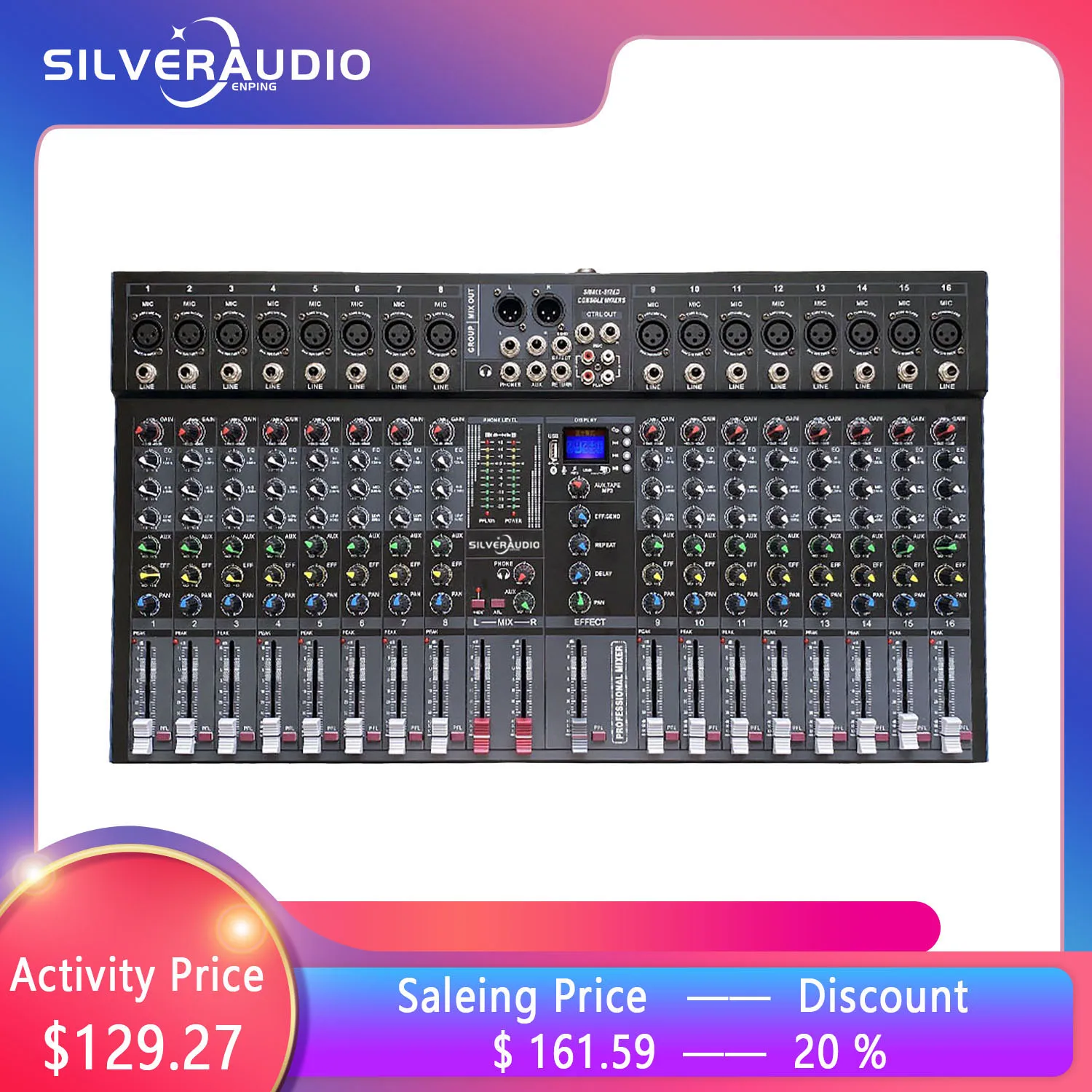 

GAX-ET16 Professional 16-Channel Mixer Single Output BT With Effect Reverb Can Be Used For Singing Performances