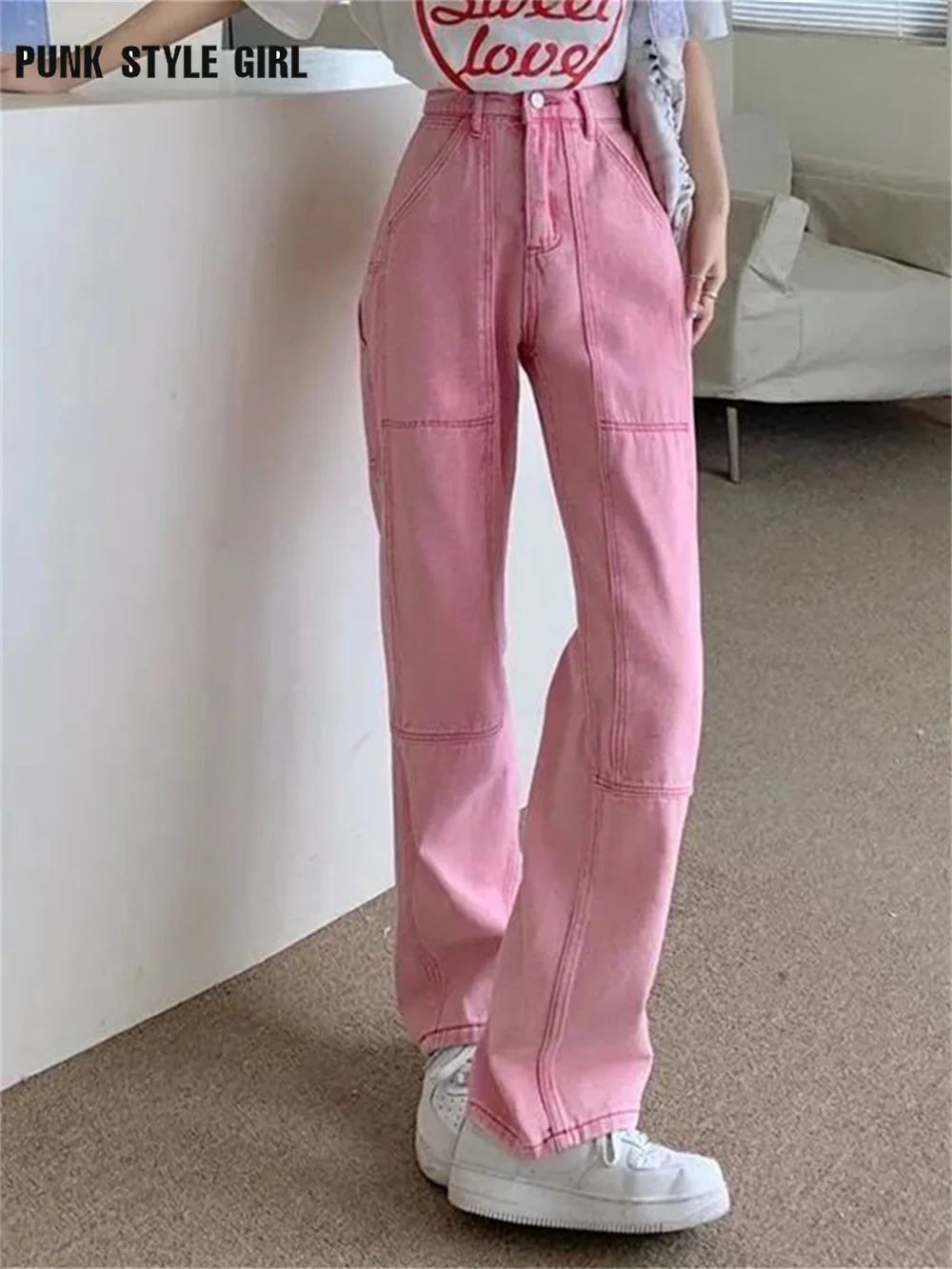 Pink Baggy Jeans Teens Girl Egirl Y2k Pastel Carog Pants Women Solid Denim Trousers Kpop Y2k High Waist Straight Ins Casual Pant
Pink Baggy Jeans Teens Girl Egirl Y2k Pastel Carog Pants Women Solid Denim Trousers Kpop Y2k High Waist Straight Ins Casual Pant