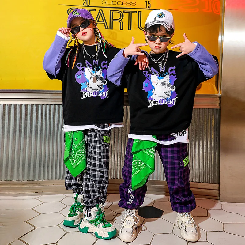 Hip Hop Boys Fake Two Piece Sweatshirt Plaid Cargo Pants Girl Street Dance Cartoons Top Child Streetwear Kids Jazz Clothes Sets
Hip Hop Boys Fake Two Piece Sweatshirt Plaid Cargo Pants Girl Street Dance Cartoons Top Child Streetwear Kids Jazz Clothes Sets