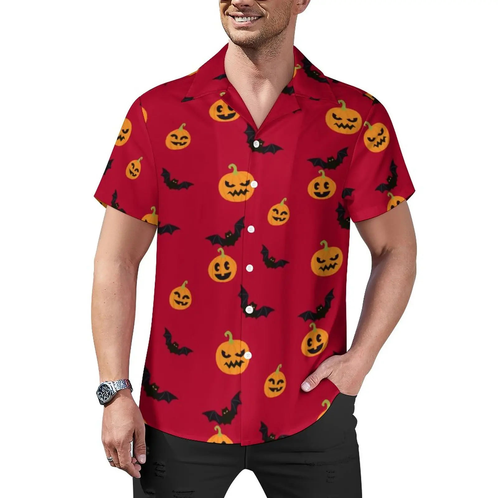Black Bat Pattern Casual Shirts Halloween Red Pumpkin Beach Shirt Summer Aesthetic Blouses Men Printed Big Size 3XL 4XL 
Black Bat Pattern Casual Shirts Halloween Red Pumpkin Beach Shirt Summer Aesthetic Blouses Men Printed Big Size 3XL 4XL