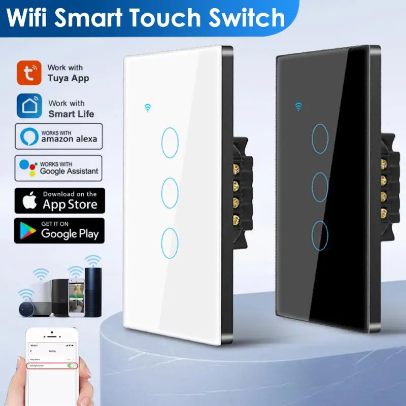Tuya WiFi Smart Touch Switch Home Wall Button EU US 1/2/3/4Gang Light Switch Smart Life App Alexa Google Home Alice Need Neutral
Tuya WiFi Smart Touch Switch Home Wall Button EU US 1/2/3/4Gang Light Switch Smart Life App Alexa Google Home Alice Need Neutral